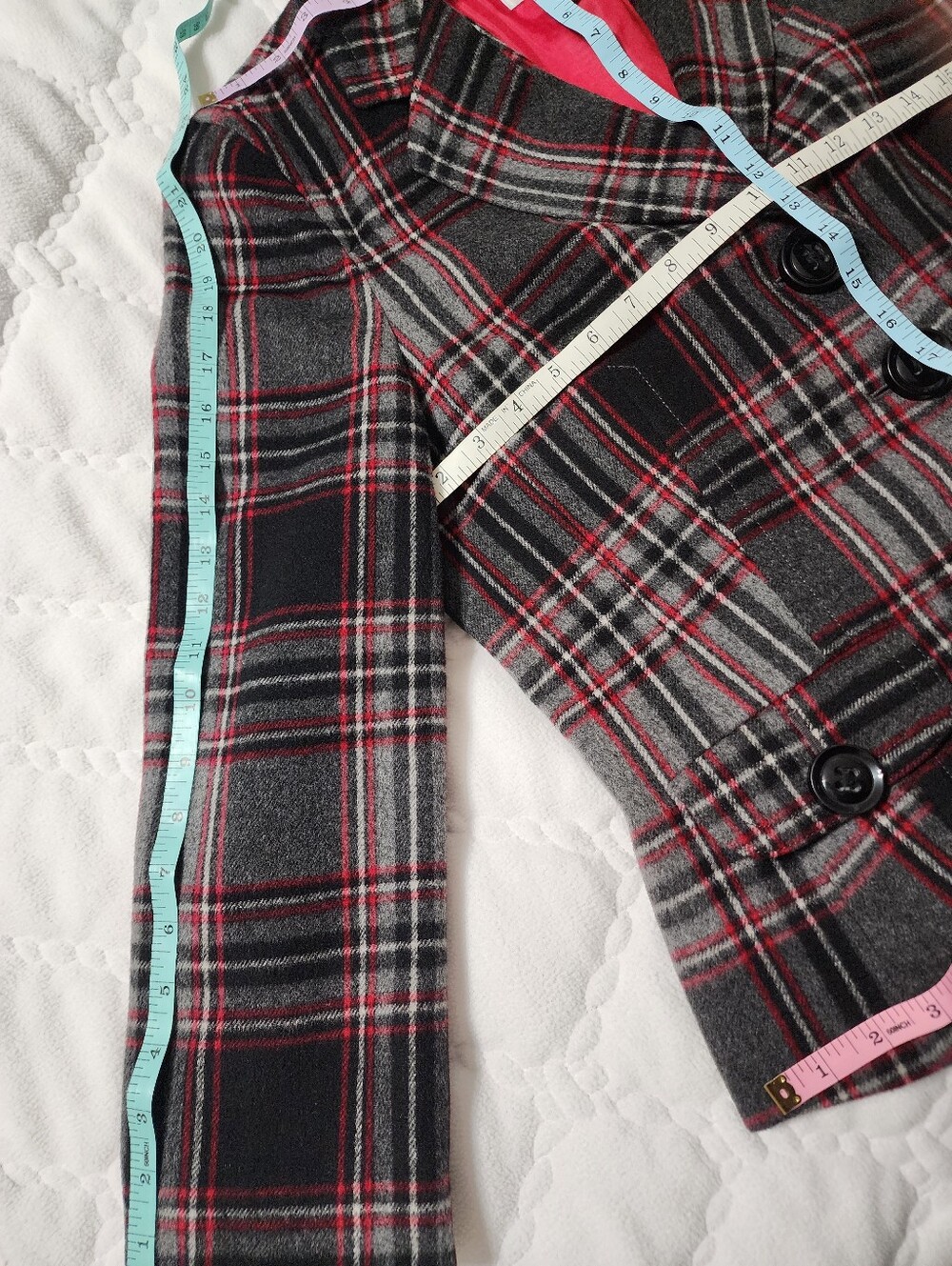 Talbots Black, Gray & Red Plaid Blazer Jacket - Picture 13 of 13